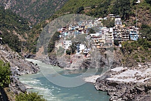 Devprayag and Ganges river, India