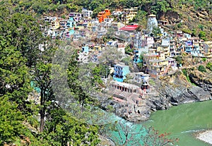 Devprayag - Himalayan Town along Ganges and confluence of rivers Alakananda and Bhagirathi - Tehri Garhwal, Uttarakhand, India