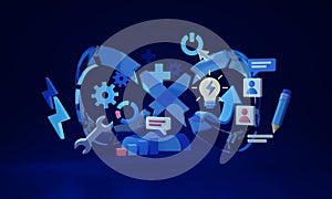 DevSecOps software code development cycle, 3D illustration concept.