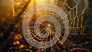 The intricate morning spiderweb.AI generated image
