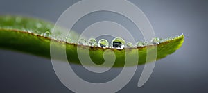 dew drop on leaf with soil texture and soft gradient background