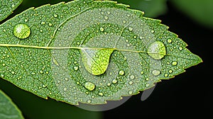 Dew Drops on Rose Leaf Close-up