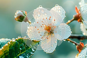 Dew-kissed blossom in morning light