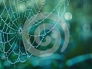 Dew-Kissed Spiderweb in Morning Light