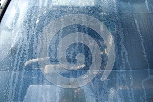 Dew on the windshield in the morning