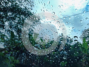 dew on the windshield in the morning