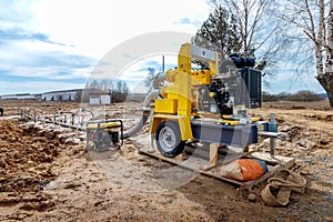 Dewatering works. Pump for pumping water outdoors