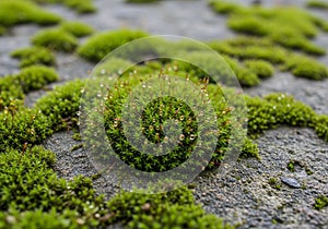 Dewdrops are visible on the moss, adding a fresh, vibrant appearance