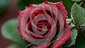 Dewy Elegance Red Roses with Overglaze Effect.AI Generated