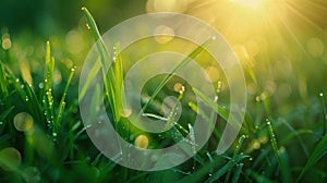 The Dewy Grass Blades.AI generated image