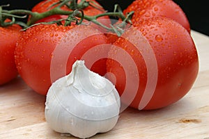 Dewy Red Tomatoes & Garlic