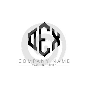 DEX letter logo design with polygon shape. DEX polygon and cube shape logo design. DEX hexagon vector logo template white and