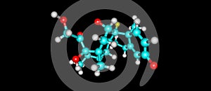 Dexamethasone molecular structure isolated on black photo