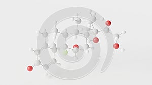 dexamethasone molecule 3d, molecular structure, ball and stick model, structural chemical formula glucocorticoid medication
