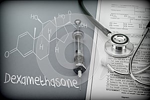 Dexamethasone, schematic chemical, palliative care against tuberculous meningitis photo