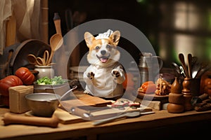 Dexterous Corgi dog chef. Generate Ai