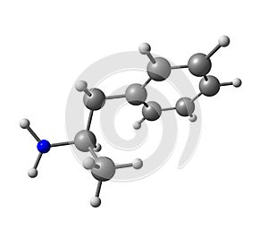 Dextroamphetamine (dexamphetamine) molecular structure on white