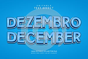 Dezembro december editable text effect 3 dimension emboss cartoon style photo