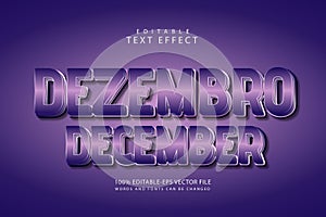 Dezembro december editable text effect 3 dimension emboss modern style photo