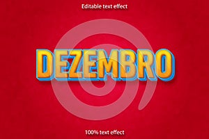 Dezembro editable text effect cartoon style photo