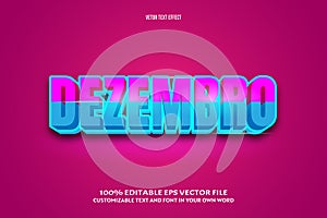 Dezembro editable text effect 3d emboss modern style