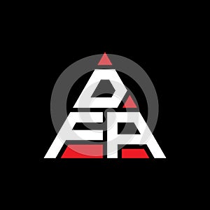 DFA triangle letter logo design with triangle shape. DFA triangle logo design monogram. DFA triangle vector logo template with red