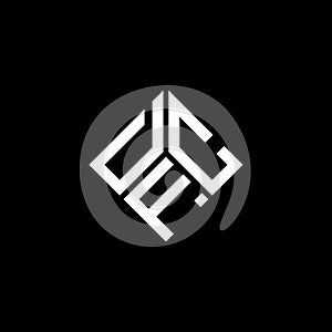 DFC letter logo design on black background. DFC creative initials letter logo concept. DFC letter design