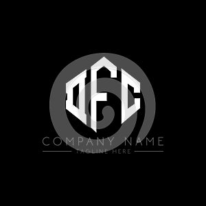 DFC letter logo design with polygon shape. DFC polygon and cube shape logo design. DFC hexagon vector logo template white and