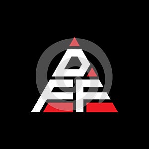 DFF triangle letter logo design with triangle shape. DFF triangle logo design monogram. DFF triangle vector logo template with red