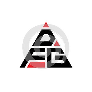 DFG triangle letter logo design with triangle shape. DFG triangle logo design monogram. DFG triangle vector logo template with red
