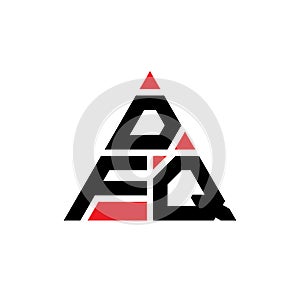 DFQ triangle letter logo design with triangle shape. DFQ triangle logo design monogram. DFQ triangle vector logo template with red