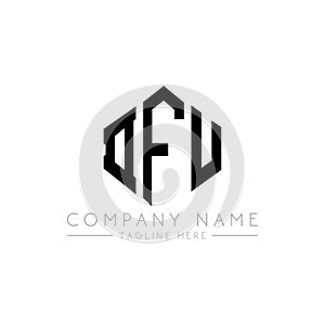 DFU letter logo design with polygon shape. DFU polygon and cube shape logo design. DFU hexagon vector logo template white and