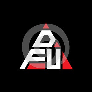 DFU triangle letter logo design with triangle shape. DFU triangle logo design monogram. DFU triangle vector logo template with red
