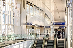 DFW airport - passengers in the Skylink station