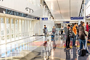 DFW airport - passengers in the Skylink station