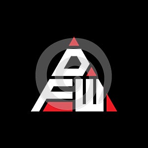 DFW triangle letter logo design with triangle shape. DFW triangle logo design monogram. DFW triangle vector logo template with red