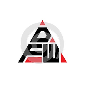 DFW triangle letter logo design with triangle shape. DFW triangle logo design monogram. DFW triangle vector logo template with red