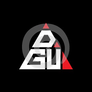DGU triangle letter logo design with triangle shape. DGU triangle logo design monogram. DGU triangle vector logo template with red