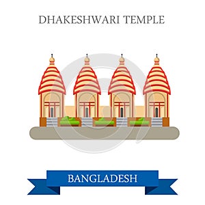Dhakeshwari Temple Bangladesh landmarks vector flat attraction