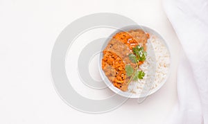 Dhal traditional Indian dish on a white background. Copy space