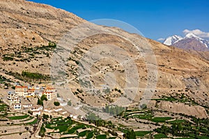 Dhankar gompa monastery and Dhankar village, Spiti valley, Himachal Pradesh, India