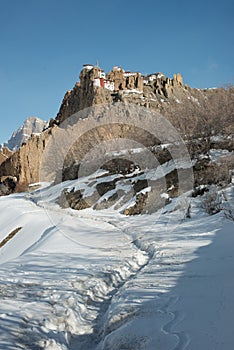 dhankar monastery in winters in himalayas - India