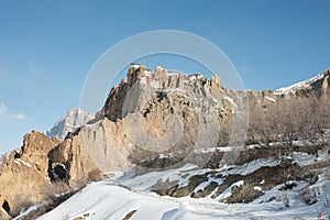 dhankar monastery in winters in himalayas - India