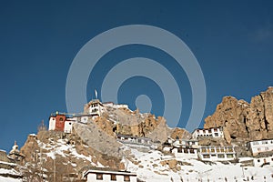 dhankar monastery in winters in himalayas - India