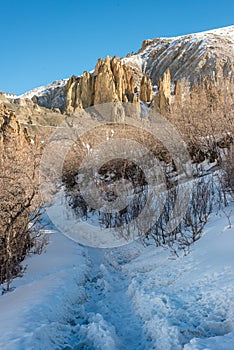 dhankar monastery in winters in himalayas - India