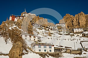 dhankar monastery in winters in himalayas - India