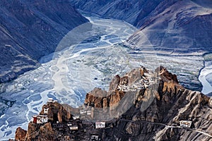 Dhankar monastry perched on a cliff in Himalayas, India