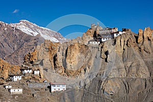 Dhankar monastry perched on a cliff in Himalayas, India