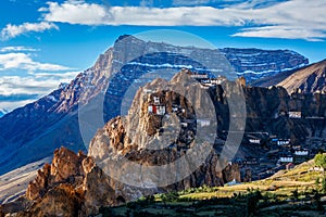 Dhankar monastry perched on a cliff in Himalayas, India