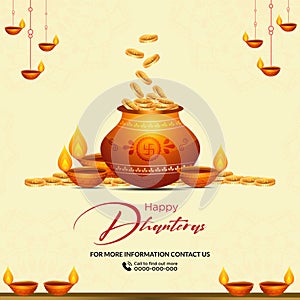 Creative banner design of Happy Dhanteras